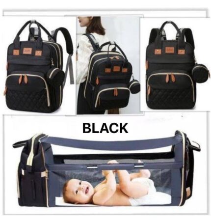 HIGH QUALITY BABY BED AND NURSING/MATERNITY BACKBAG WITH PURSE, NET & CABLE CHARGER CONNECTOR  (NURSING BAG)